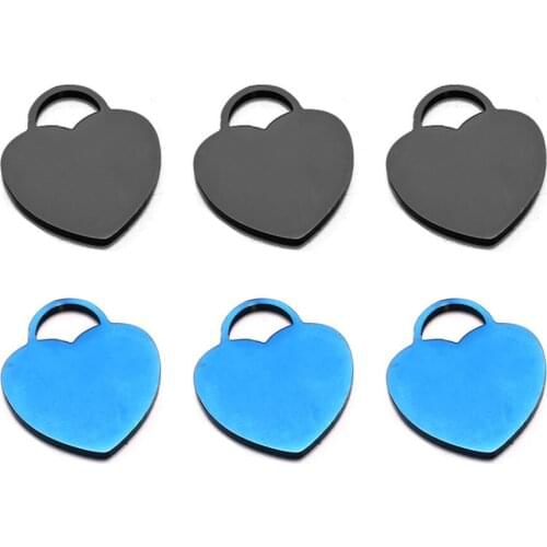 5pcs/Lot Real Stainless Steel Blue Color Heart Charms Pendants for DIY Making Necklace Bracelet Fashion Jewelry