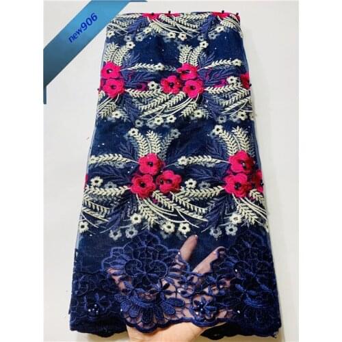 African Lace Fabric 2020 Embroidered Beaded Nigerian Laces Fabric Bridal High Quality French Tulle Lace Fabric For Wedding 02