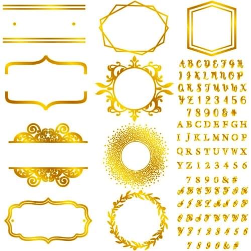 Alphabets Borders Circle Wreath Frames Metal Hot Foil Plate for DIY Scrapbooking Letterpress Embossing Paper Cards Crafts 2019