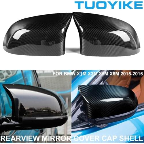LHD RHD Car Styling Real Dry Carbon Fiber Rearview Rear Side Mirror Cover Cap Shell Trim Sticker For BMW X1M X3M X5M X6M 2015-17