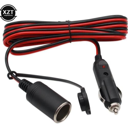 3M Car Extension Cable for Cigarette Lighter Dustproof Waterproof Car Battery Terminal Alligator Clip 12V/24V Socket Adapter
