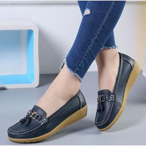Women Flats Ballet Shoes Cut Out Leather Breathable Moccasins Women Boat Shoes Ballerina Ladies Casual Shoes
