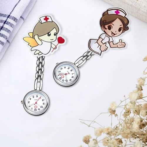 Cartoon Nurse Doctor Quartz Watch Cute Numeral Analog Pocket Watch Clip Fob Hanging Luminous Pocket Watch карманные часы