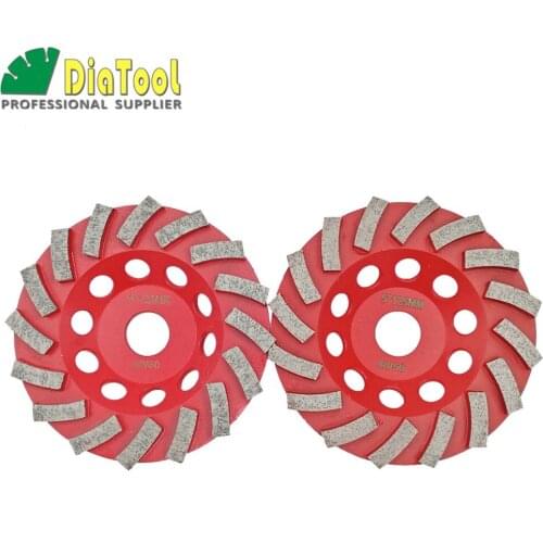 DIATOOL 2pcs Diameter 125mm Diamond Grinding Cup Wheel For Concrete, 5 Inch Grinding Disc, Segmented Turbo Type Diamond Wheel