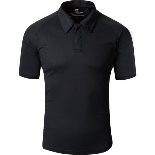 Mens outdoor camouflage short sleeve tactical quick drying T-shirt summer army fan collar quick drying clothes