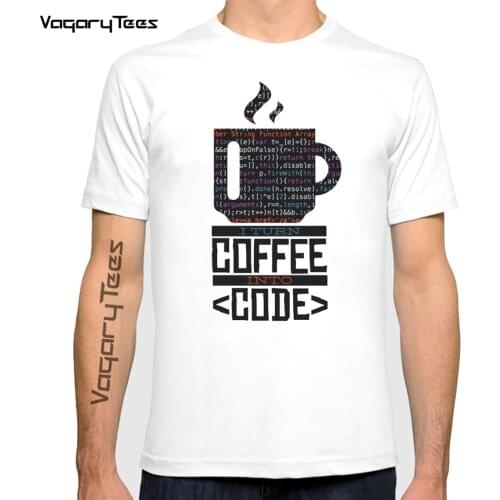 Fashion programmer T Shirt 2021 Tops i turn coffee into code Tshirt Coffee Streetwear Casual O-neck T-shirt Summer T-Shirt men