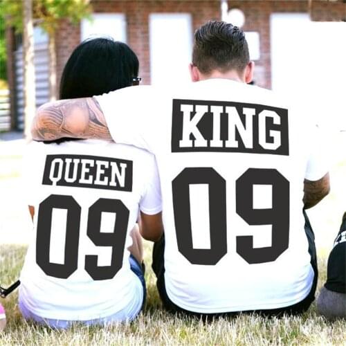 Funny Print Lovers Tops King Queen 09 T shirt Polyester T Shirt Summer Women Men T-shirt Street Style Couples Tee Unisex C83P