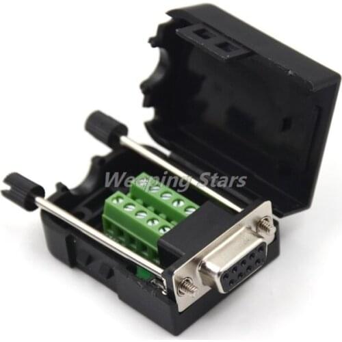 Hot DB9 Female D-Sub 9 Pin Plug Breakout Terminals Solderless Nut Type Connector
