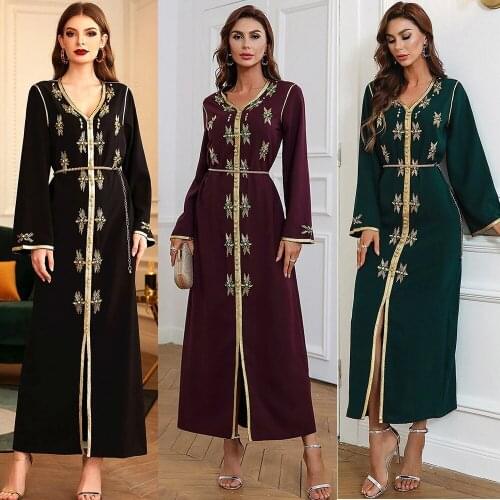 2021 NEW Eid Ramadan Abaya Dubai Turkey Muslim Hijab Dress Islam Clothing Dresses for Women De Soiree Longue Kaftan Robe Femme