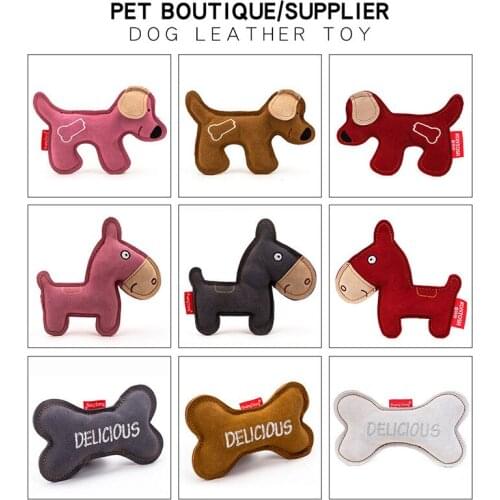 Dog Squeaky Toys Bite Resistant Cleaning Teeth Chew Toys Cowhide Cute Style Training Grinding Dog Tooth Brush Molar Accessories