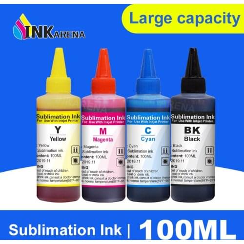 Inkarena Heat Press Sublimation Ink 400ML Compatible For Epson Printer 4 Color BK C M Y Universal Sublimation Ink Refill Kit