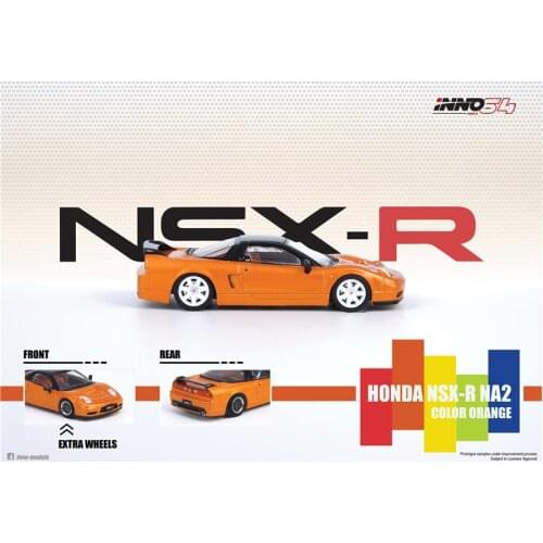 INNO 1:64 Honda NSX-R NA2 Imola Orange Pearl W/ Extra Wheels Diecast Model Car