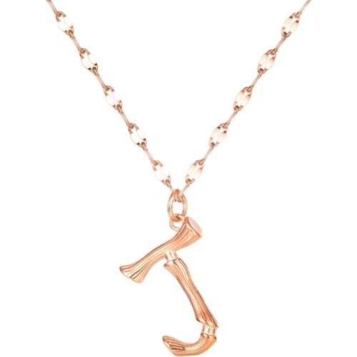 Stainless Steel Women Rose Gold Initials J Letter Pendant Necklace Jewelry Minimalism English Letter J Necklaces Gift For Him