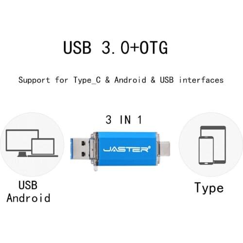 JASTER usb3.0 3 in 1 color OTG USB flash drive 16GB 32GB Pendrive 4GB 6GB 64GB U disk USB flash drive for PC / Android phone