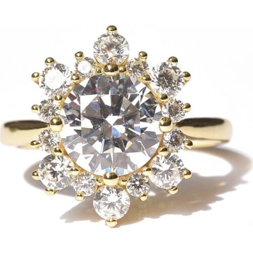 S925 Sterling Silver Ring Fashion 2 CT Round Cut Simulation Diamond Wedding Engagement Jewelry Anniversary Gift