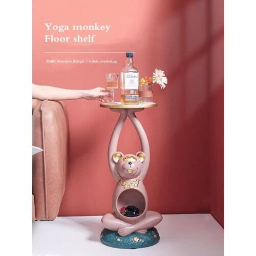 Creative European Style Yoga Monkey Tray Ornaments Resin Statue Large Landing Home Living Room Decoration Housewarming Gift
