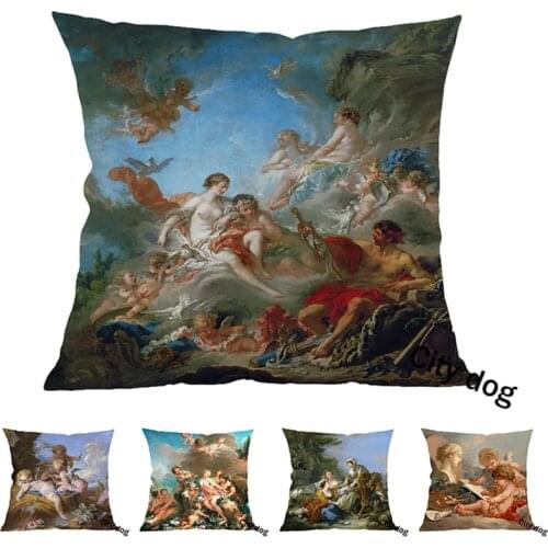 Famous French painter Francois Boucher paintings Mrs. Pompadour 45*45cm square pillow Cushion cover