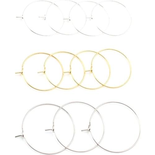 50pcs/lot 20mm 25mm 30mm Metal Earring Hook Big Circle Ear Wire Loop Hoops Earrings for Jewelry Making Findings Diy Accessories