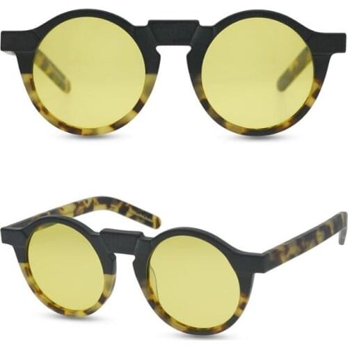 LKK UNISEX high quality Hand-made vintage Mens polarized round sunglasses Ladies Stylish - framed sunglasses