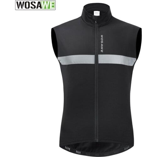 WOSAWE Menss Winter Fleece Cycling Motorbike Vest Windproof Water Repellent Reflective Vest Sleeveless Jacket Bike Wear Jersey