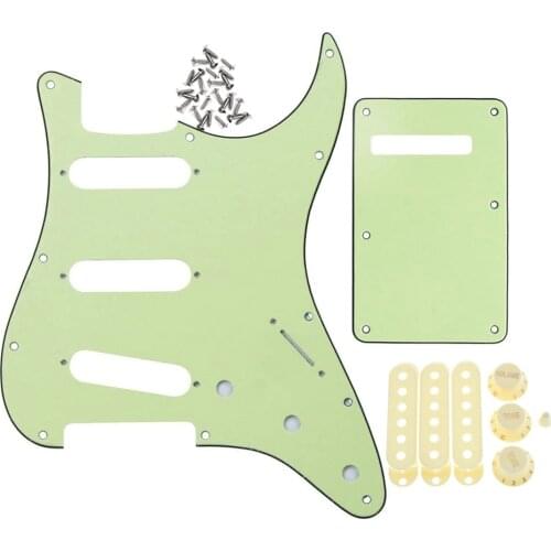 11 holes ST SSS Pickguard Guitar Pickguard Set Mint Green with Aged White Pickup Covers,Knobs,Switch Tip Guitar Accessories