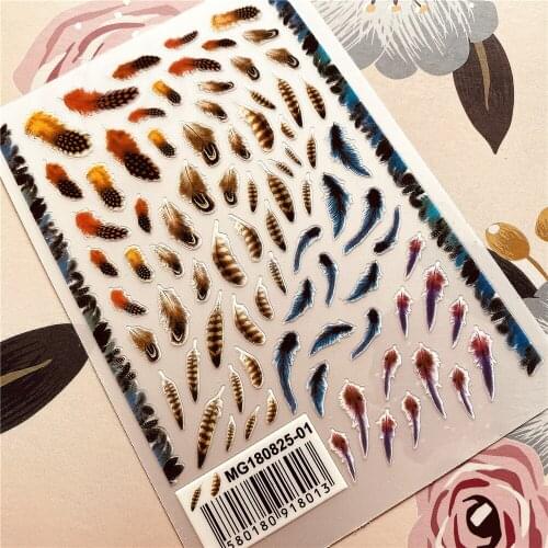 Feather Plumage series 3D Back glue Nail decal Nail sticker Nail decoration Nail art Nail tool Nail ornament