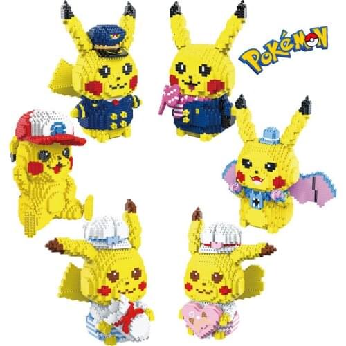 New Pokemon Series Multi-Expression Pikachu Model Diamond Small Block Puzzle Childrens Toy Gift