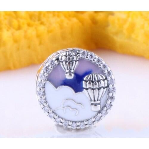 Bewill Authentic 925 Sterling Silver Hot air balloon ride beads Fit Original Bracelet Pendant DIY Jewelry Charms Gift