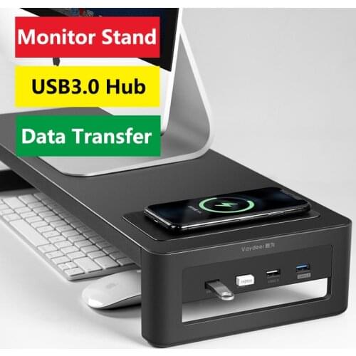 Monitor Stand Riser with USB3.0 Hub Support Data Transfer and Charging Steel Desk Organizer for Laptop Compute/MacBook-VAYDEER