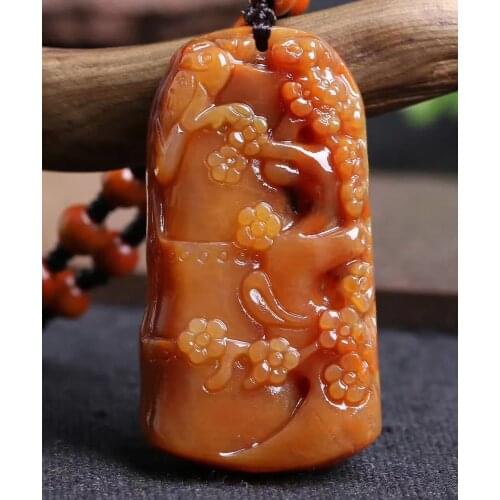 Natural Grade A Yellow Dragon Jade Happy Upper Eyebrow Pendant Jewelry Men and Women High-end Jade Jade Jade Pendant Pendant
