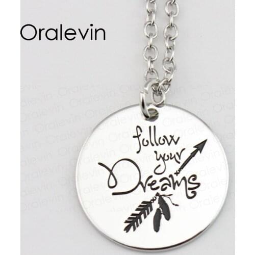 FOLLOW YOUR DREAM Pendant Charms Necklace Gift Jewelry 10Pcs/Lot #LN482