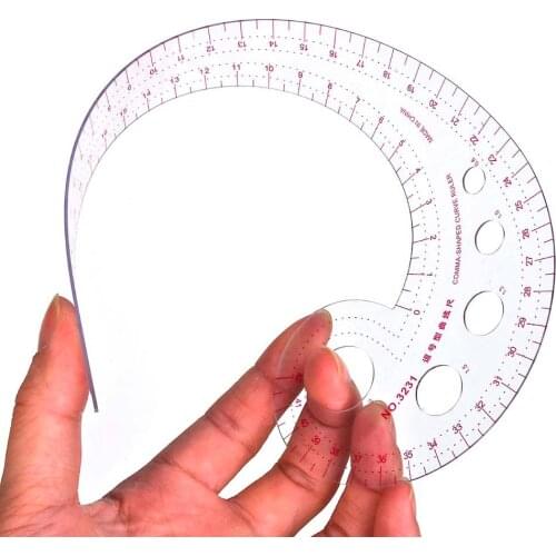 Transparent Comma Shaped Designers Curve Ruler for Dressmaking Tailor Support Tools Easy Sewing Pattern Ruler Clothing Cutting
