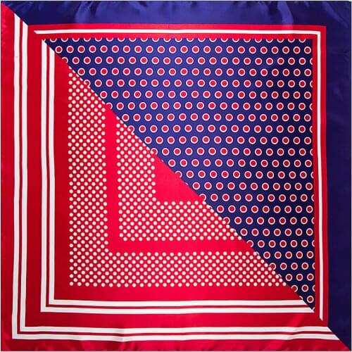 POBING 90*90CM Silk Scarf Luxury Brand Euro Geometric Dot Print Bandana Women Silk Foulard Handkerchief Office Lady Neckerchief