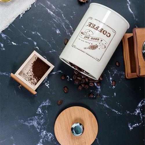 Chic Metal Storage Jars with Wooden Lid Tea Coffee Sugar Sealed Can Kitchen Home Organizer Iron Box Tea Jar Cereal Dispenser