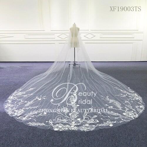 Wedding Accessories Tulle chapel Wedding Veil Lace Edge Bridal Veil with Comb veu de noiva XF19003TS