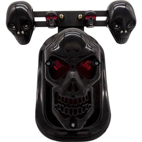 Universal Black Chrome Motorcycle Skull Turn Signal Rear Brake Tail Light For Harley For Honda For Yamaha For Suzuki