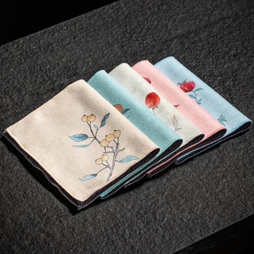 High-end thick plush absorbent tea mat, Chinese suede tea towel, painted towel, tea cloth, tea table cloth, pot rag