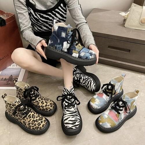 Womens Mid Calf Boots Round Toe Luxury Designer Boots-Women Rock Leopard Autumn Ladies Lolita Fashion 2021 Rubber Mid-Ca Shoes