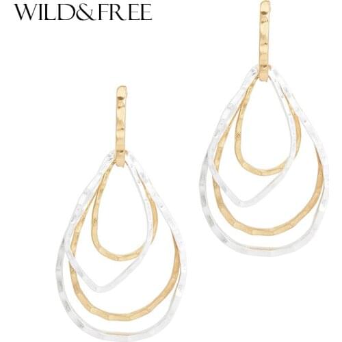 Wild&Free Fashion Statement Layered Geometric Drop Earrings Lady Vintage Water Drop Dangle Earring Handcraft Jewelry Wholesale