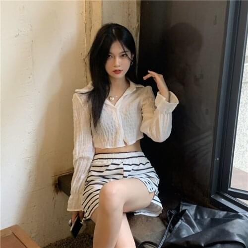 Short Camisole Womens Summer New French Slim Beautiful Girl Lace-up Design Niche Long Sleeve Top