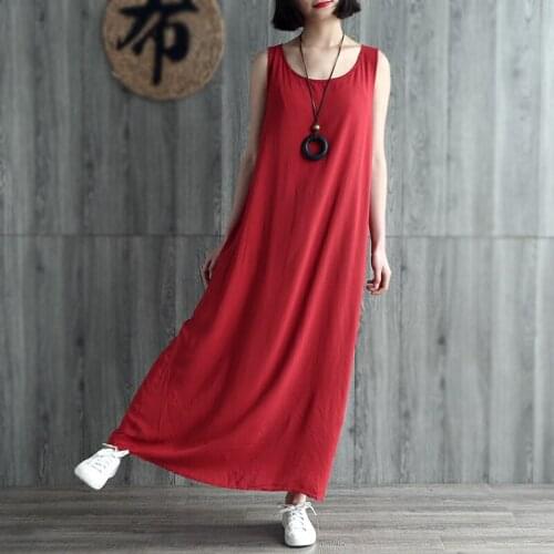 2019 New Fashion Summer Cotton Vest Dress Women Sleeveless Tank Casual Solid A-line Elegant Dress Vestido RE2467