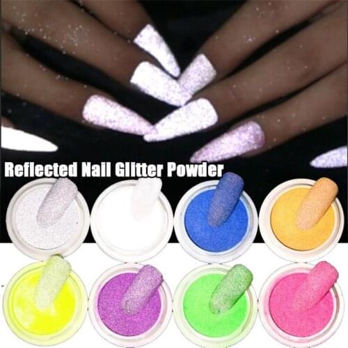 1Box Shiny Dust Glow In The Dark For Bar Disco Sparkling Pigment Reflective Nail Glitter Powder Fluorescent Nail Art Decorations