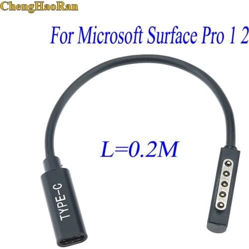 20cm USB c Type C Power Supply Charger Adapter Charging Cable Cord for Microsoft Surface Pro 1 Pro 2 12V 3.6A PD Charging