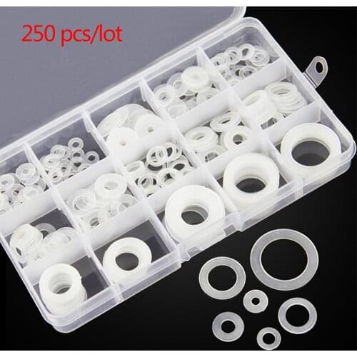 250pcs/lot M3.5-M20 Soft Nylon Washers O Ring Seal Kit Transparent Gaskets