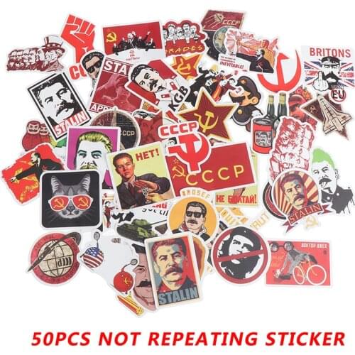 50PCS Mixed Soviet Union Stalin USSR CCCP Stickers PVC Luggage Skateboard Sticker