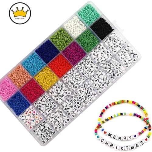 5000Pcs 3mm Acrylic Rice Beads A-Z 26 Letter Beads DIY Square Beaded Handmade Bracelet Material for Jewelry Making