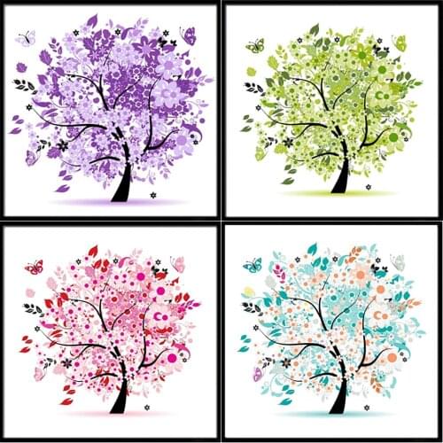 5d Diy Diamond Painting Four Seasons Tree Cross Stitch Full Diamond Kit Embroidery Mosaic Art Picture Rhinestone Gift
