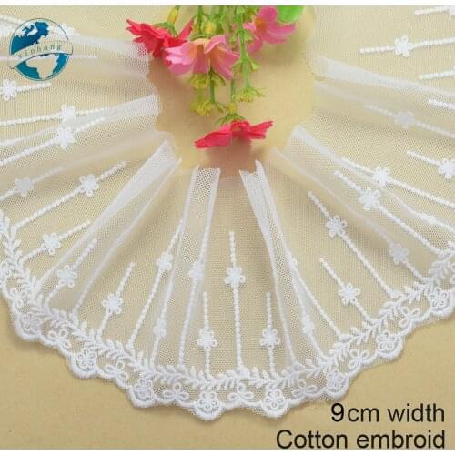 9.5cm width cotton embroid sewing ribbon guipure lace trim or fabric warp knitting DIY Garment Accessories free shipping#2897
