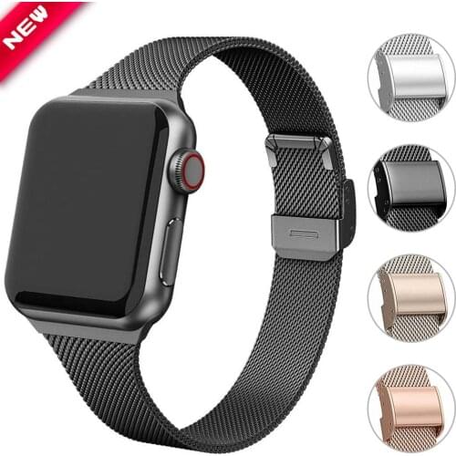 Women Slim Bracelet Strap for Apple Watch Band 5 44mm 40mm Watchband for iWatch 5 4 3 2 42/38mm Stainless Steel Metal Belts