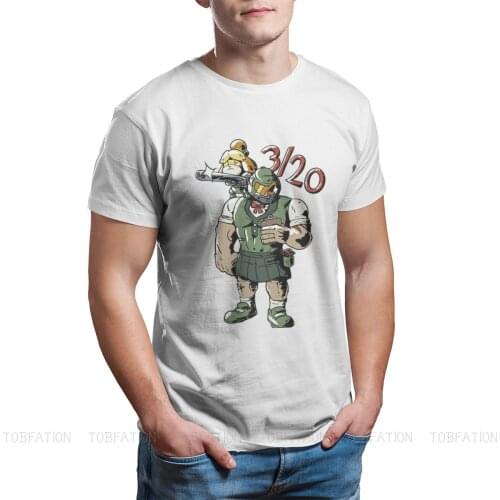Doom Eternal Slayer Hell Doomguy Seraphim Game TShirt for Men Isabelle Round Collar T Shirt Birthday Gifts Streetwear Big Size